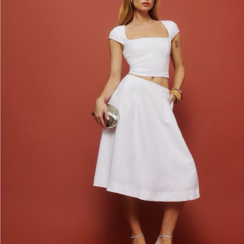 Reformation White Skirt Set